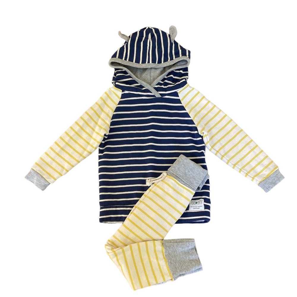 Purl Lamb Yellow & Navy Striped Hoodie + Joggers Size 4/5T